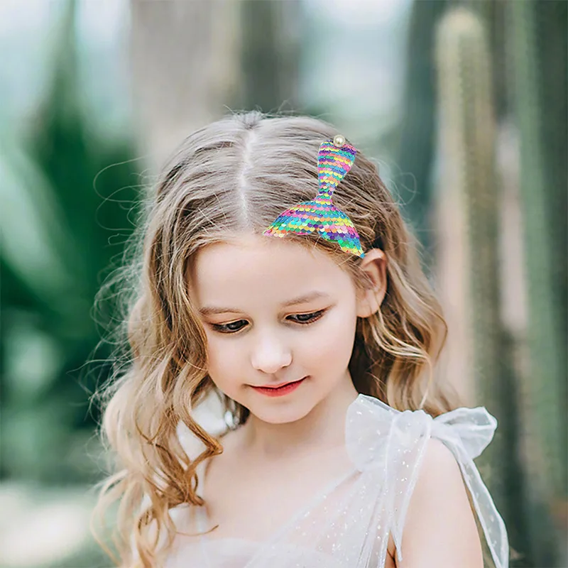 

Шпилька для волос в новом стиле милые детские Мультяшные шпильки для волос для девочек хвост русалки флип блестки боковой Утконос зажим акс...