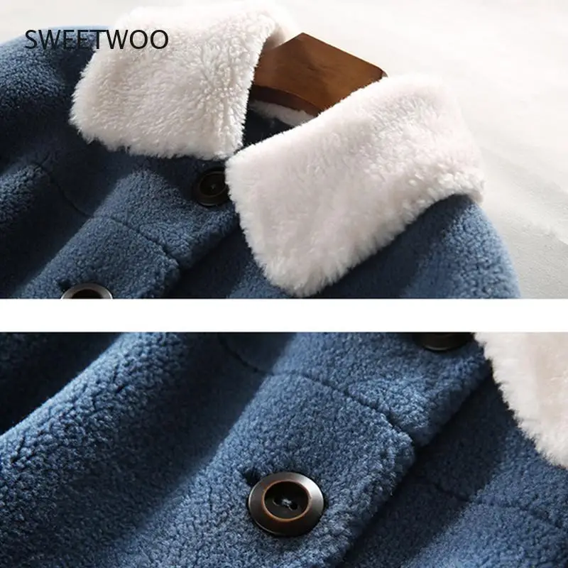 Winter Coat Women Granule Sheep Shearing Faux Fur Coat Big Size Loose Warm Overcoat Female Lambswool Jacket Outwear Contracted