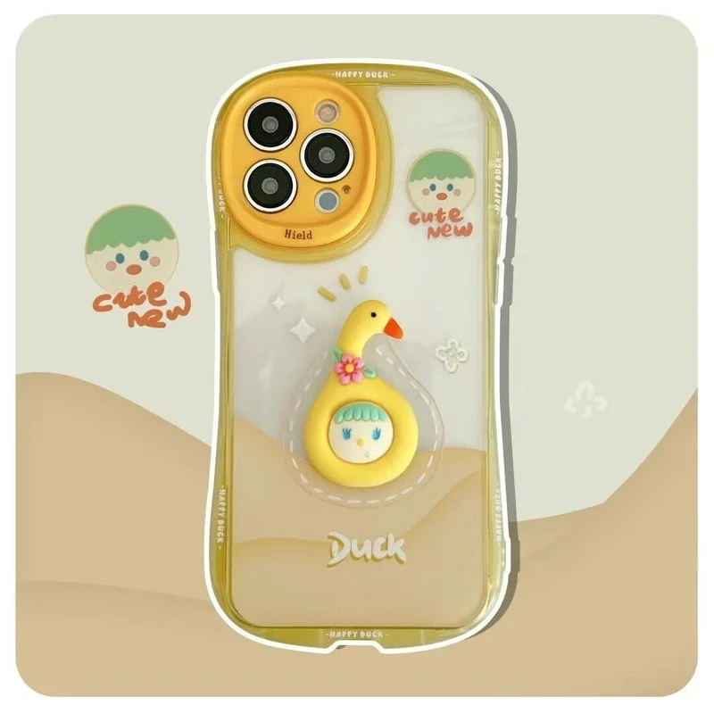 

Small Waist Cartoon Cute Stereo Duck Phone Case Cover for IPhone 11 12 13 Pro X XR XS Max Shockproof Case for IPhone 13 Cases