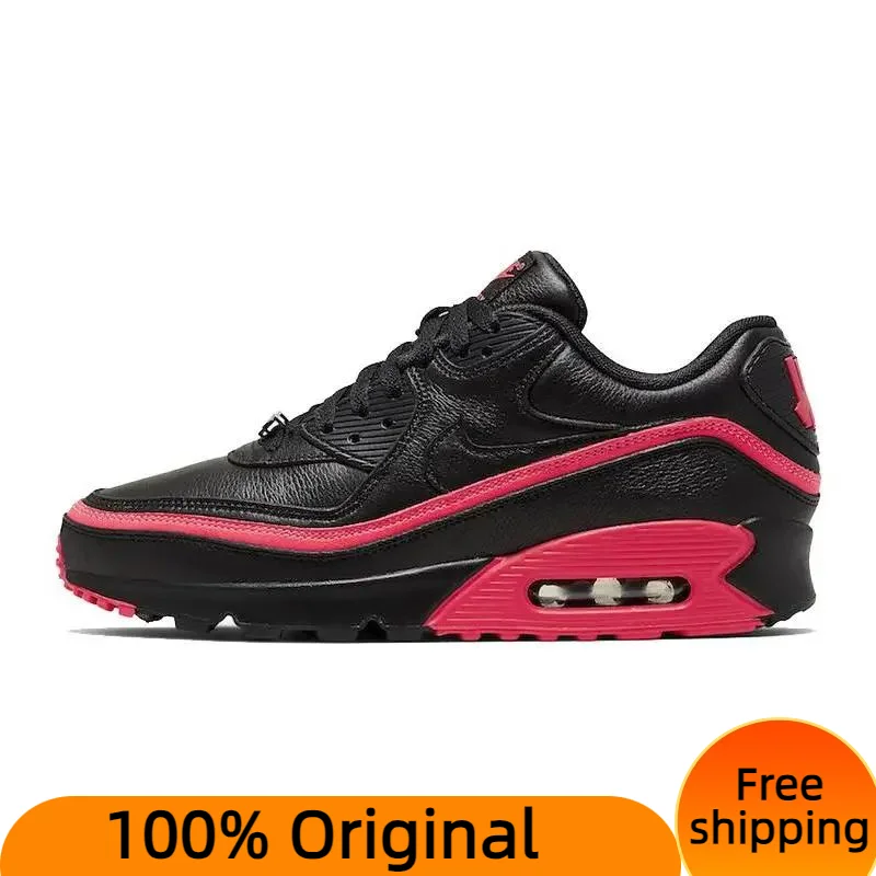 Кроссовки Nike Air Max 90 непобежденные черные красные на солнечной батарее