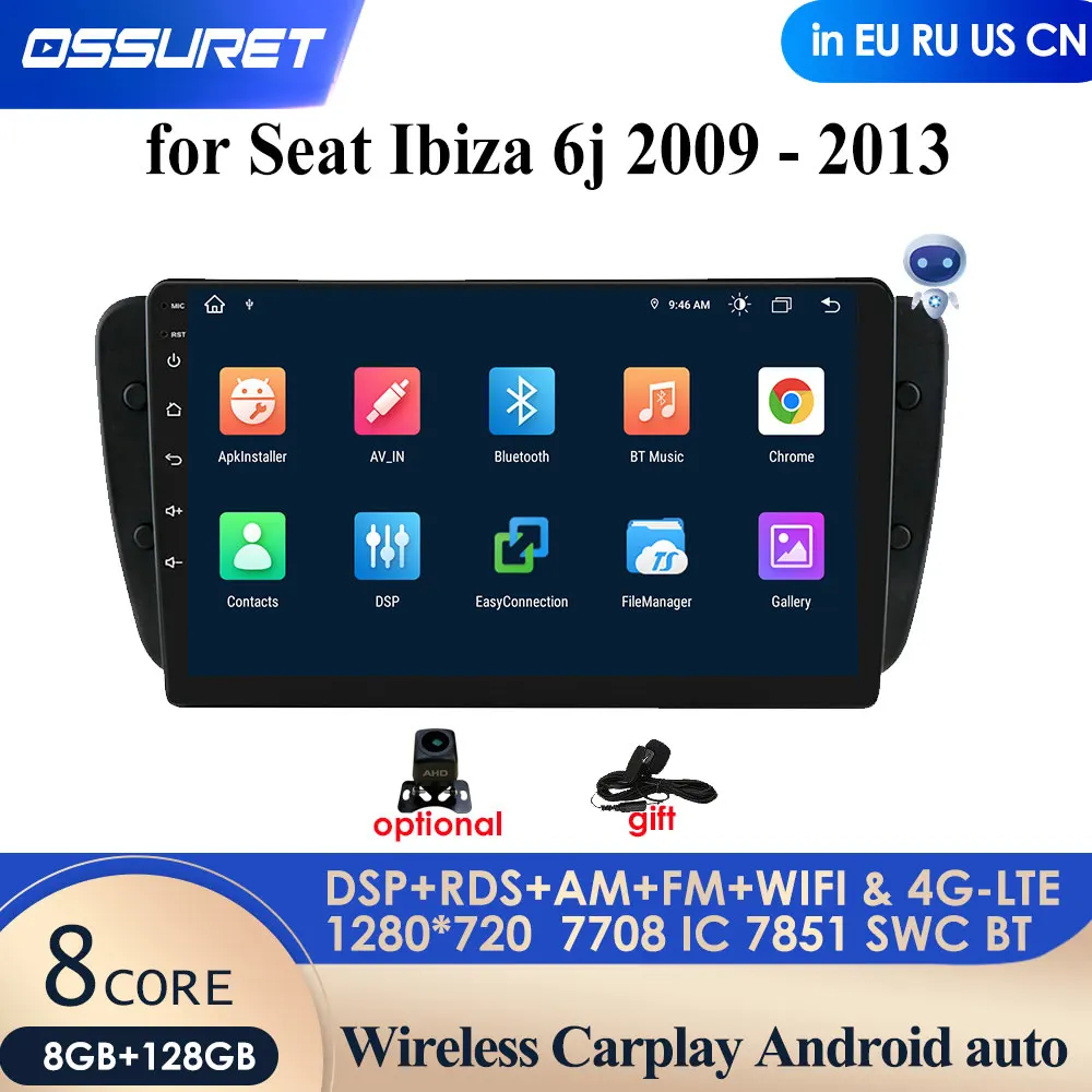 4G LTE Android 10 Car DVD Radio For Seat Ibiza 6j 2009 2010 2012 2013 GPS Navigation 2 Din Screen radio Audio Multimedia Player