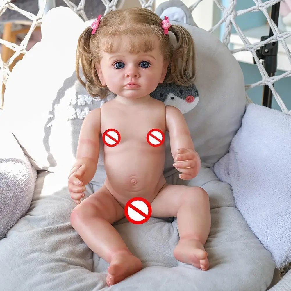 

55cm Baby Toddler Maddie Cute Girl With Rooted Gift Xmas Soft Silicone Hair Birthday Handmade Kids Blonde Bo Q4m4