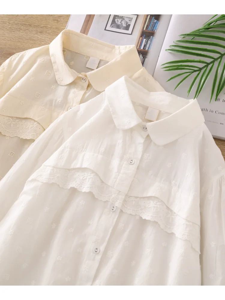 Рубашка Lamtrip с вышивкой воротником Питер Пэн 100% хлопок