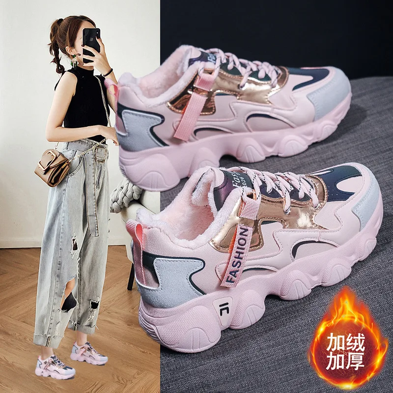 

Winter Woman Boots New Fashion Lace Up Plush Sports Shoes Women Warm Cotton Casual Shoes for Women Sneakers Zapatillas De Mujer