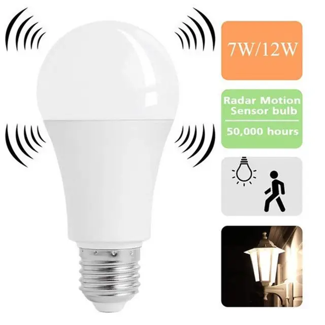 Smart Led Bulbs Motion Sensor Light Automatic Induction Lantern 12W Energy Saving LED Lamp Sensitive Light Bulbs For Bedroom 6