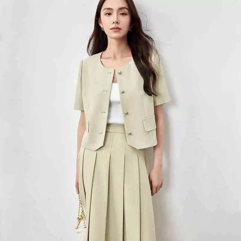 SENTUBILA женские комплекты с юбкой летние укороченные куртки подплечниками 2025