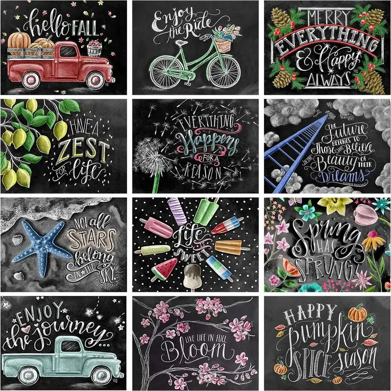 

RUOPOTY Acrylic Painting By Numbers Blackboard Painting Drawing On Numbers For Adults Diy Gift Home Decoration For Kids Easy