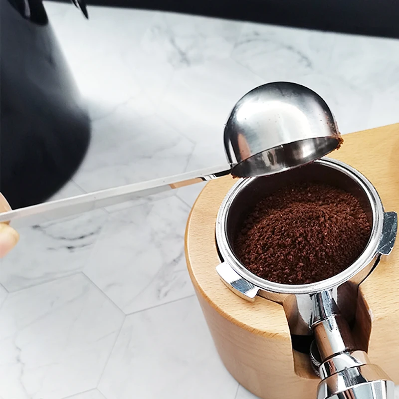 

2 In 1 Coffee Scoop Portable Coffee Powder Measuring Scoops Stainless Steel Stand Tamper Spoon Tools