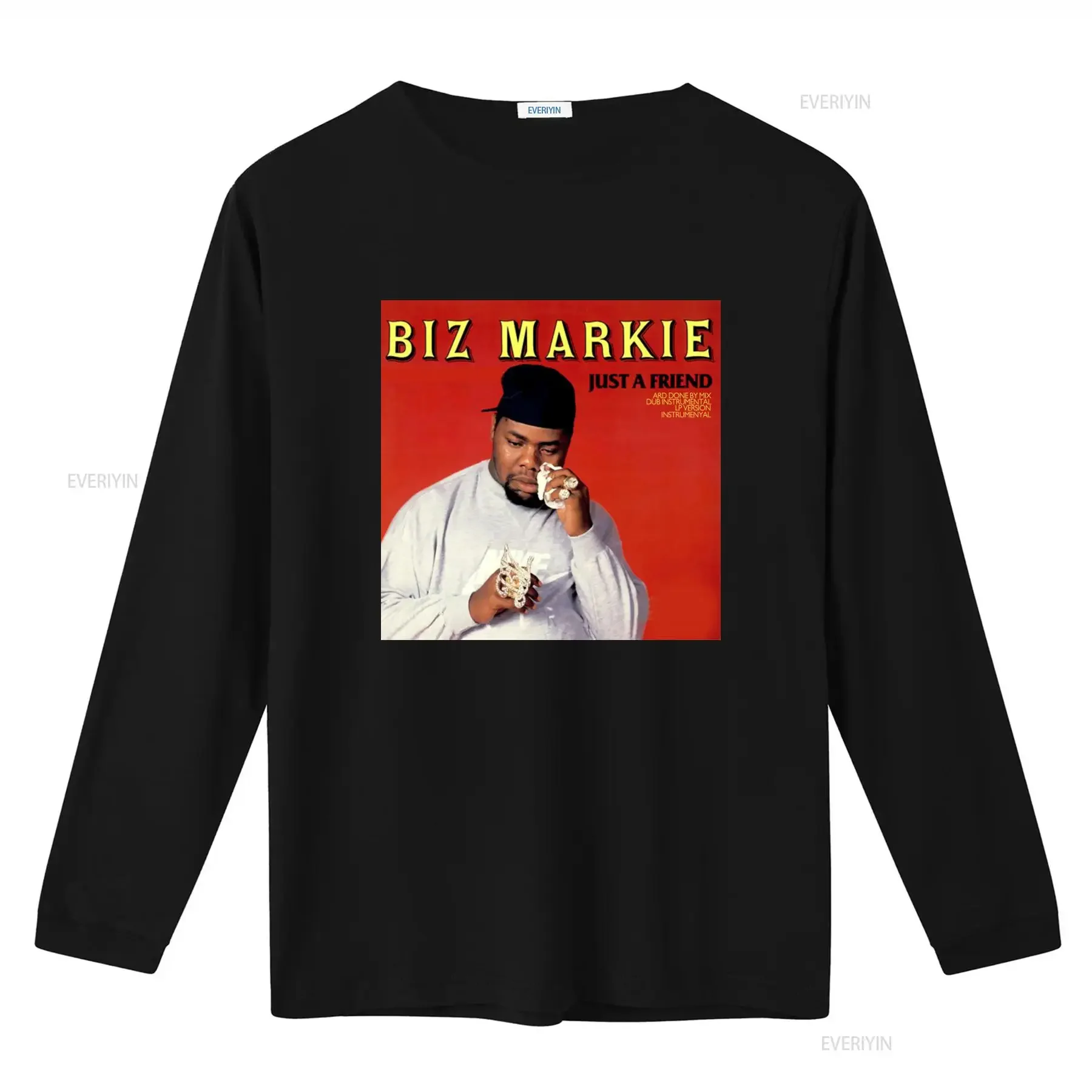 Фото Футболка в стиле хип-хоп с принтом Biz Markie Just A Friend для мужчин, винтажная, дышащая, эластичная, модная, повседневная, унисекс №2