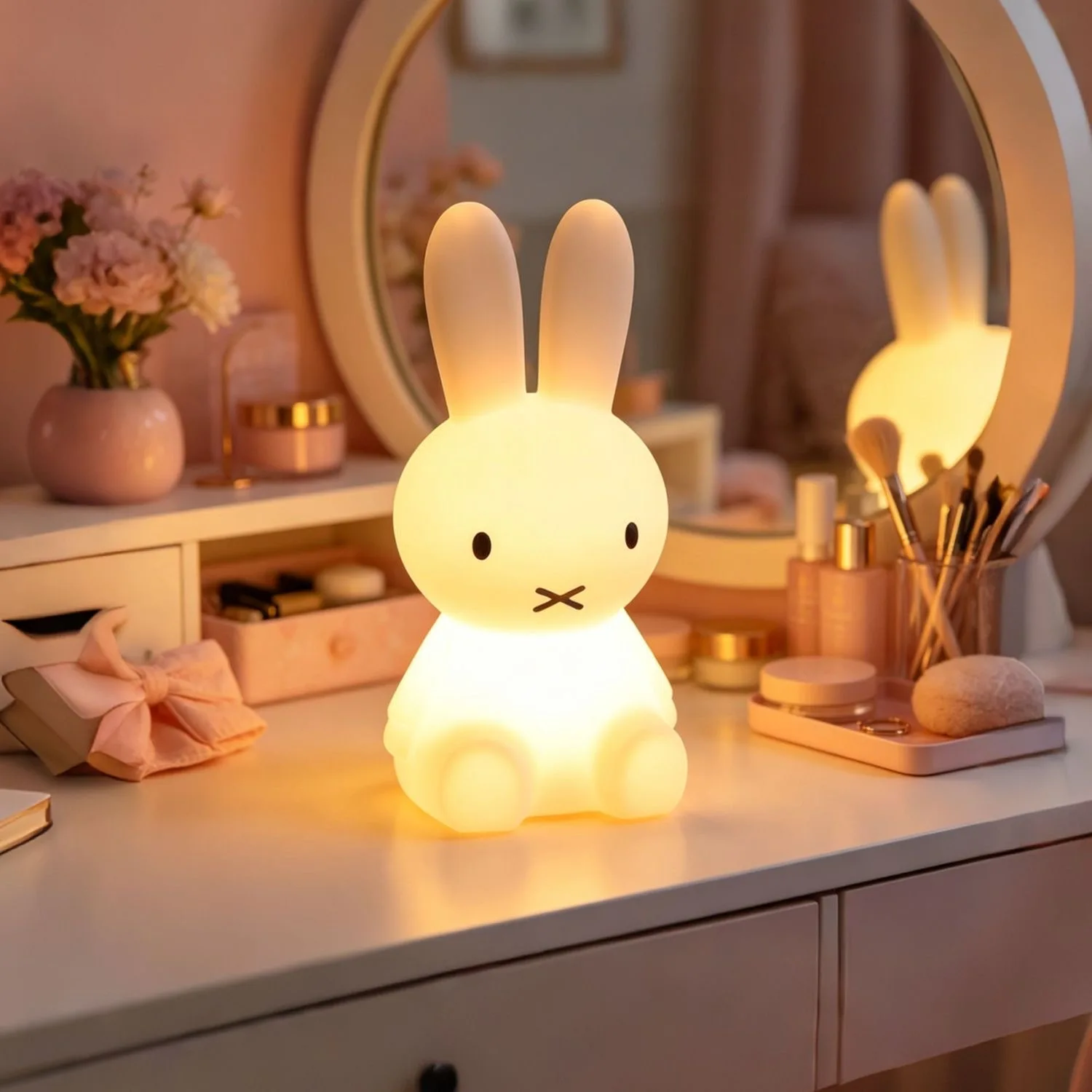 Фото Новинка! 28-сантиметровый ночник Miffy в скандинавском стиле, милый, красочный, с дистанционным управлением, для спальни, в виде мультяшного персонажа, милый подарок-игрушка. №2