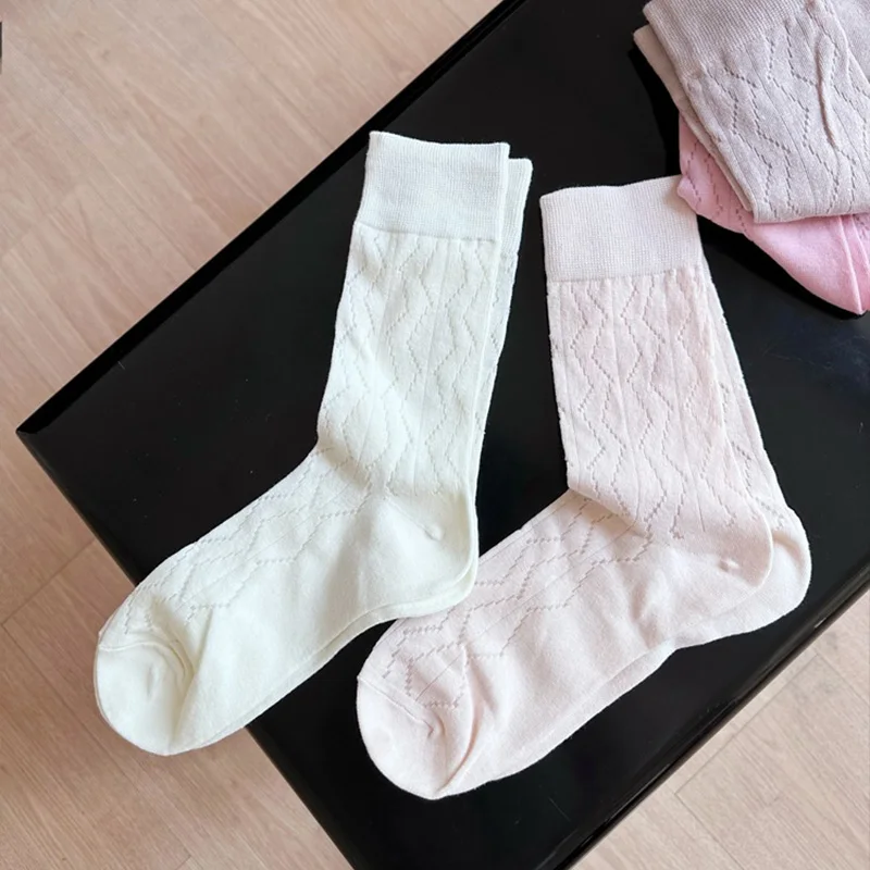 Japanese Korean Fashion Thin Socks Cotton Stockings Knee-socks Cute Lolita Lace Socks for Women Medias Golf Female Socks Summer