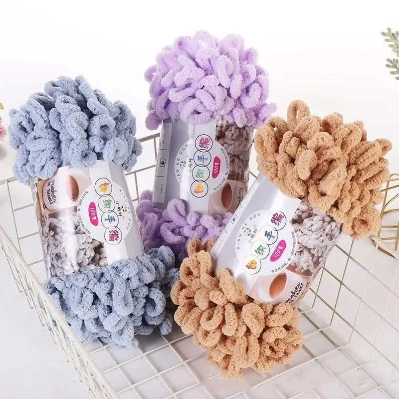 Купи 100g Finger Loop Yarn Thread 7 Meters Polyester Wool Hand-knitted Home Knitted Blanket Pillow Scarf Crochet Knitting Chunky Yarn за 235 рублей в магазине AliExpress