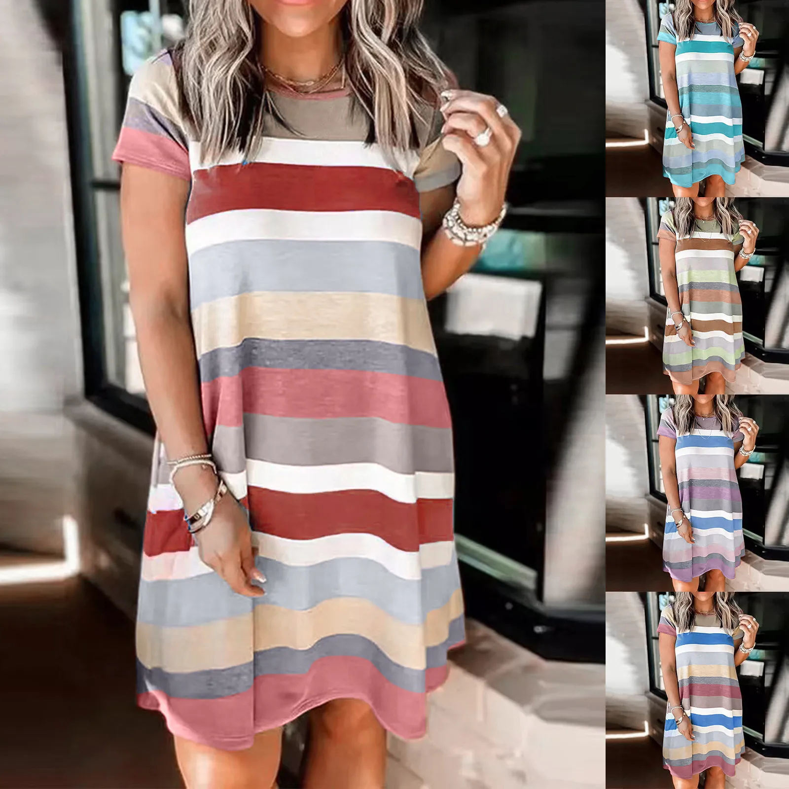 

Women S Casual Summer T Shirt Dress Loose Short Sleeve Tunic Dress With Pocket For Women