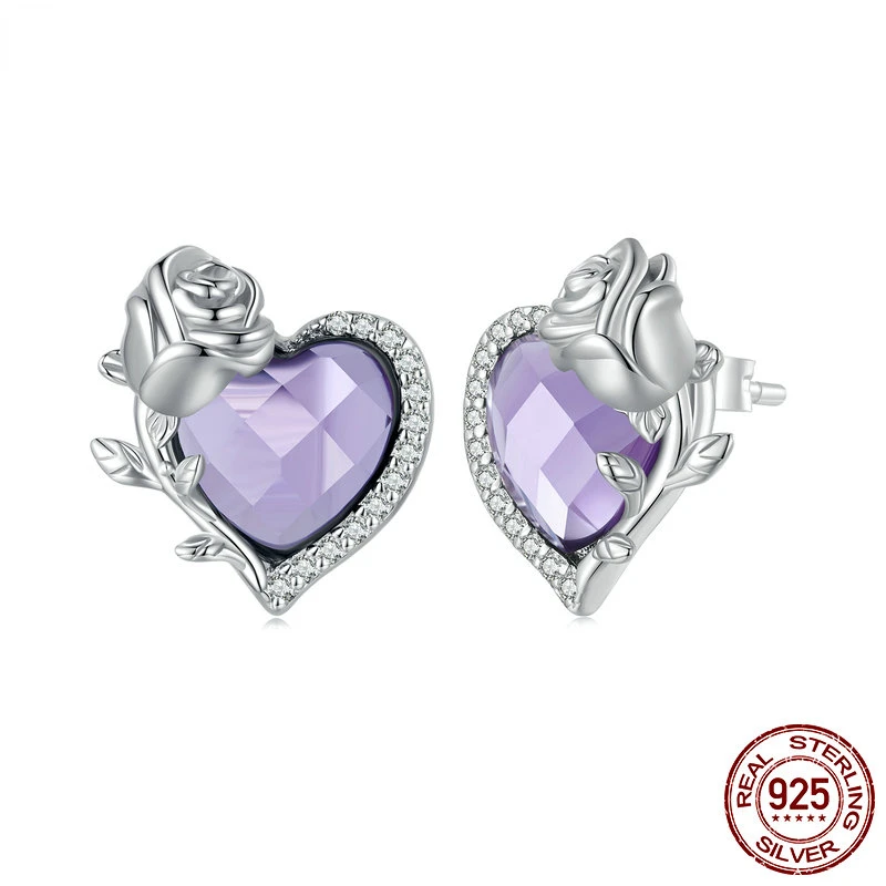 

Женские серьги-гвоздики из серебра 925 пробы, с розовым цирконием