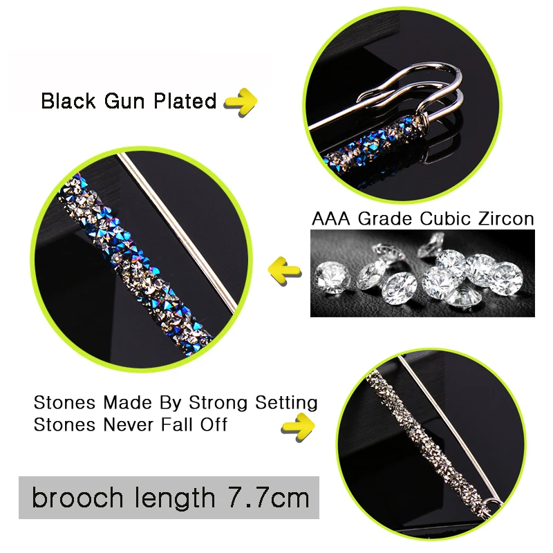 LEEKER просто серо-синий кристалл булавка Женская Брошь ювелирные изделия Класс