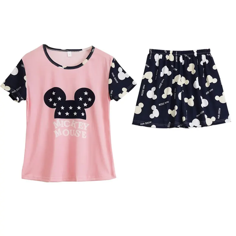 Sleepwear Women Pajama Sets Pajamas Short Sleeve Pants Girl Cartoon Summer Suit  Nightgown Fashion Home Clothing Homewear