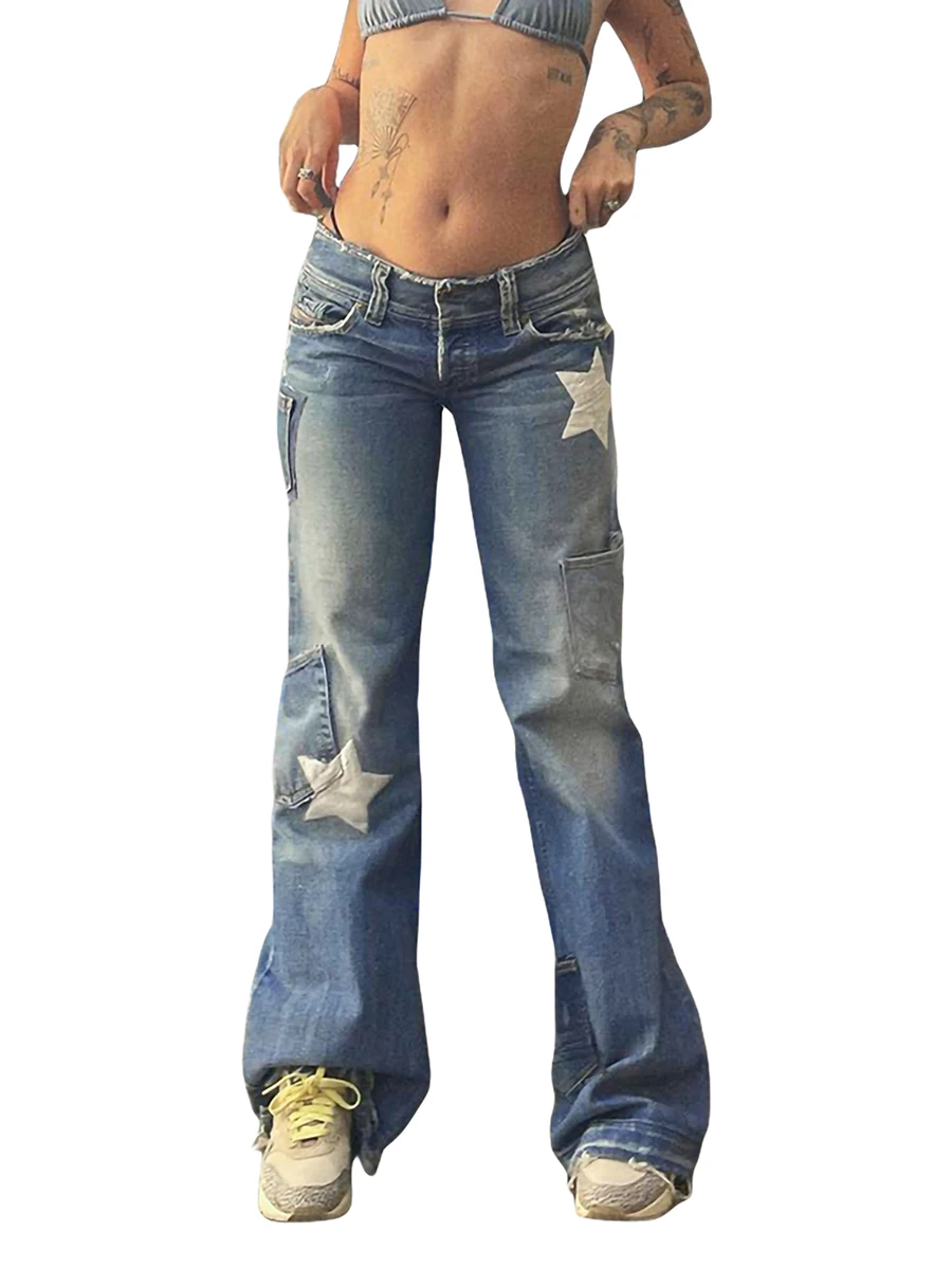 

Женские джинсы с завышенной талией, широкие брюки-карго, мешковатые джинсы Y2k, джинсовые брюки с широкими штанинами, уличная одежда на выход
