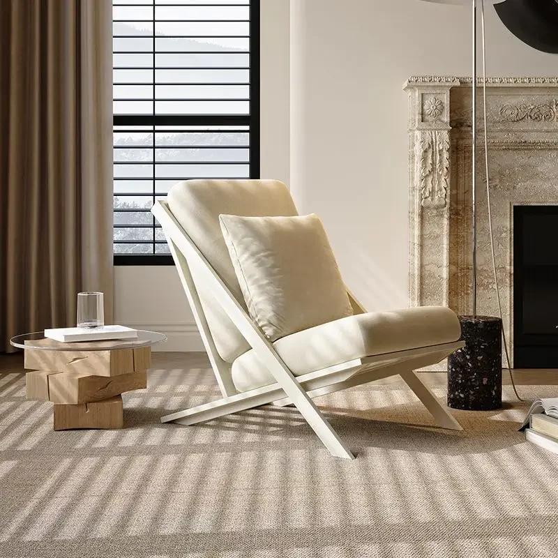 Кресло для отдыха в кремовом стиле одно кресло из овечьей шкуры гостиной балкона