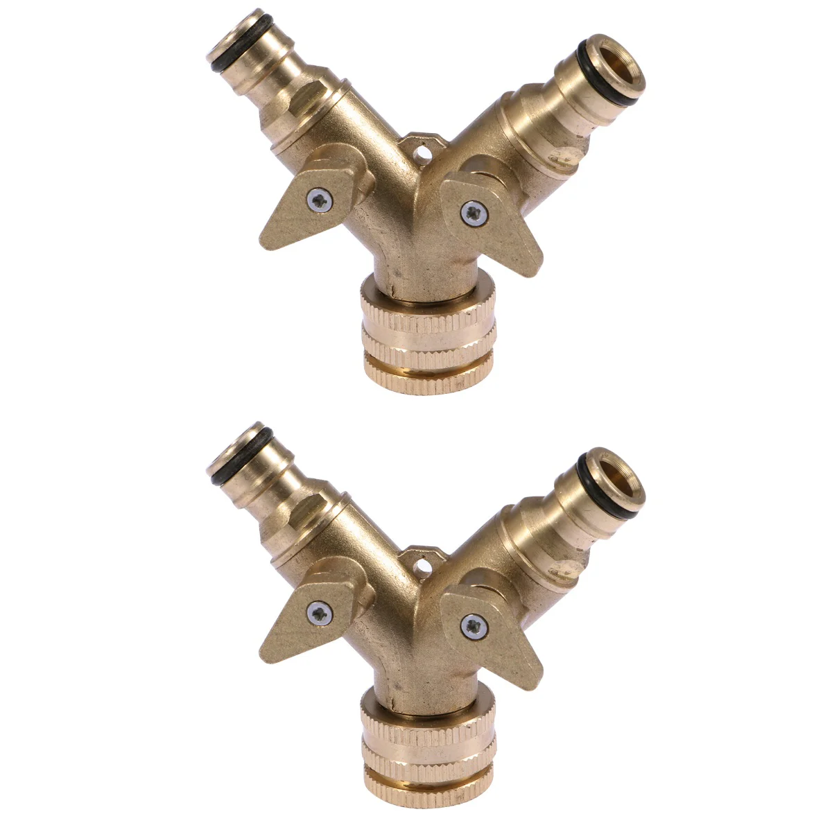 

2pcs 2 Way Double Garden Tap Connector Adaptor Brass