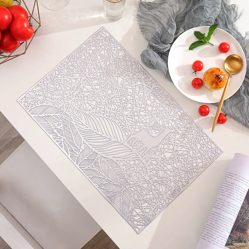 

6/4pcs Rectangle Placemat Table Mats Frame Disc Bowl Coaster Non-slip Pads Restaurant PVC Durable Dining Kitchen Accessories