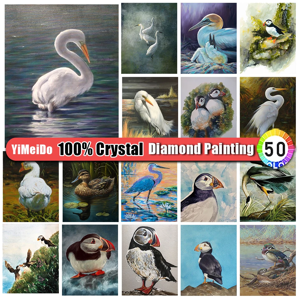 

YiMeiDo 100% Crystal Diamond Painting Animal Cross Stitch Kit Diamond Embroidery Duck Mosaic Rhinestones Art 5D DIY Home Decor