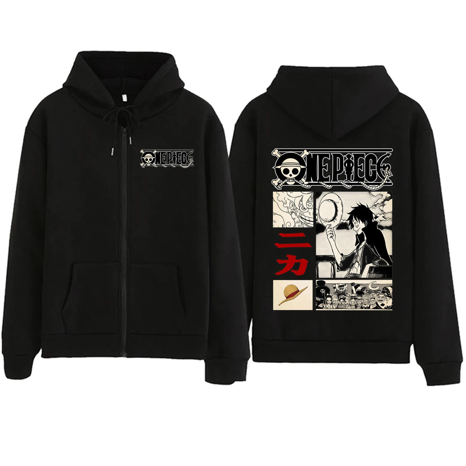 

Худи Луффи цельный на молнии, свитшот на Хэллоуин в стиле Харадзюку, хип-хоп, для мужчин и женщин, аниме, подарок