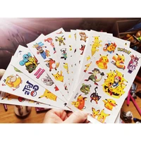 12pcs takara tomy pokemon pikachu tattoo stickers waterproof cute applique sticker toy child christmas gift monster figure dolls