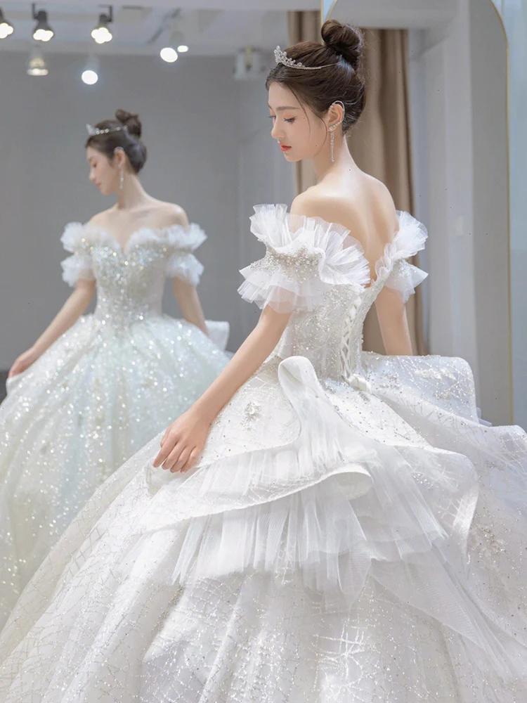 2024 роскошное свадебное платье с открытыми плечами аппликацией для беременных