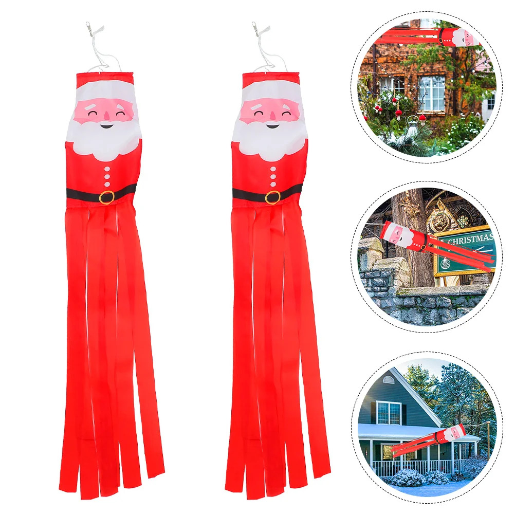 

Windsock Christmas Hanging Flag Outdoor Santa Claus Decor Windsocks Garden Wind Winter Snowman Decorations Decorative Sign