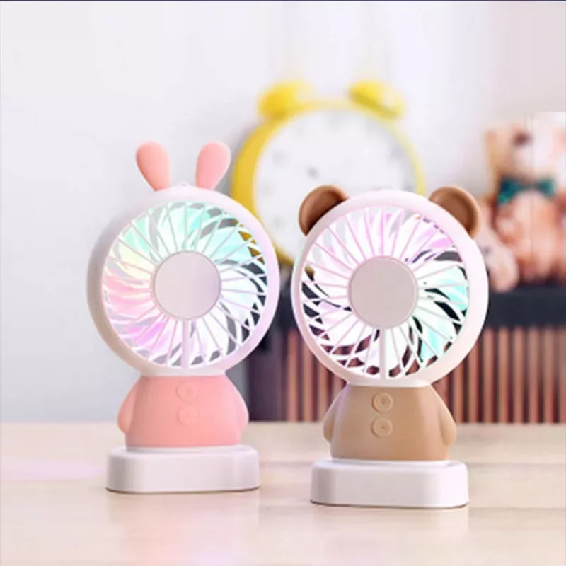 

2023 New Mini Fan Summer Outdoor Travel Handheld Small Fan Lovely Bear Shape USB Charging Office Little Rabbit Air Cooler Pocket