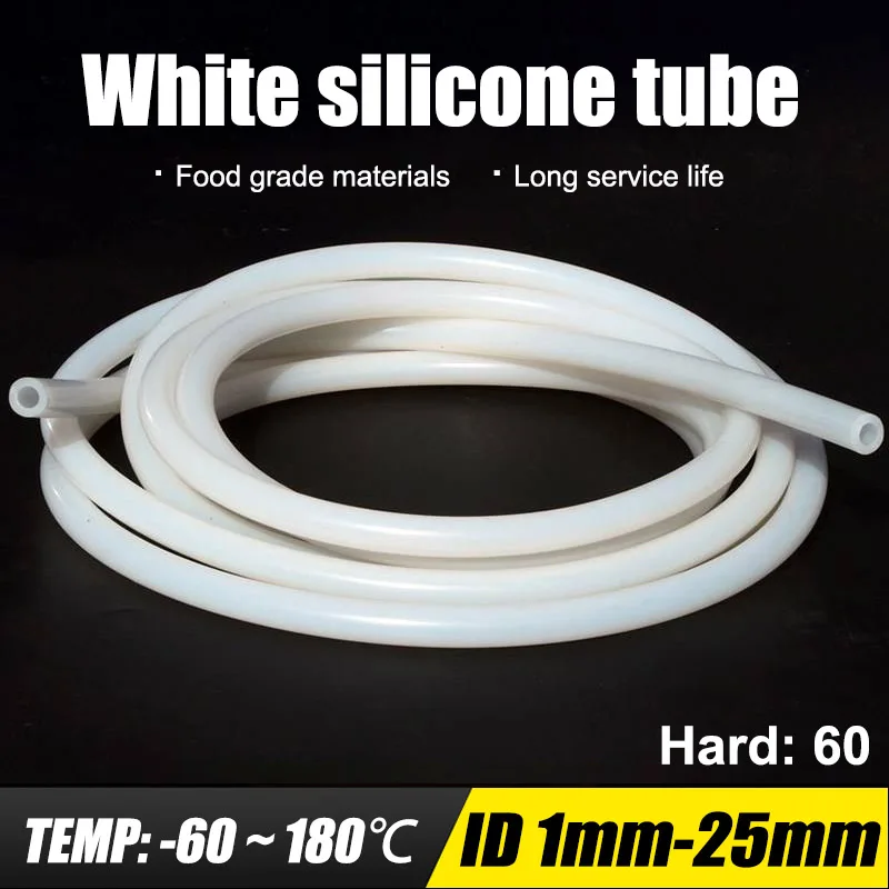 

1 метр ID 1 мм-25 мм пищевой Белый силиконовый резиновый шланг без привкуса устойчивый к высоким температурам гибкий нетоксичный