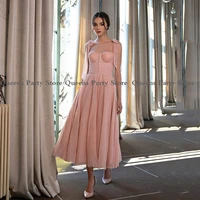 glitter pink cocktail dresses custom party dress sweetheart sleeveless pleat ruched ankle length a line prom dresses