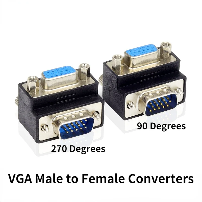 

VGA 3+9 Adapters 90 / 270 Degree Bend Male to Female 15 Pin Connectors L-type Serial Port D-Sub 15 Converters