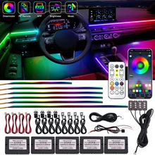 18 In 1 Symphony Streamer Car Ambient Lights Interior LED Acrylic Strip Light RGB 64 Color Decoration Atmosphere Lamp APP Remote