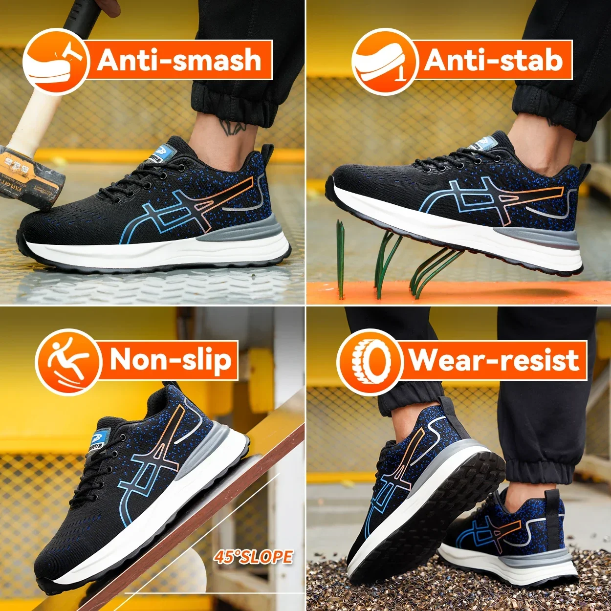 Мужские защитные кроссовки со стальным носком легкая дышащая обувь для работы