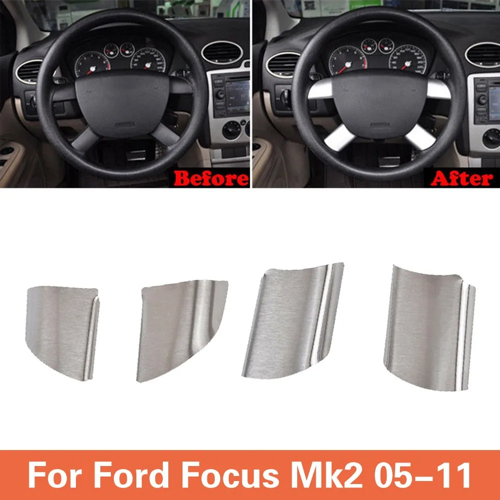 

Stainless Steel Car Steering Wheel Decoration Cover Trim Sticker For Ford Transit MK2 2005-2011 Wheel Panel Decoration Cover