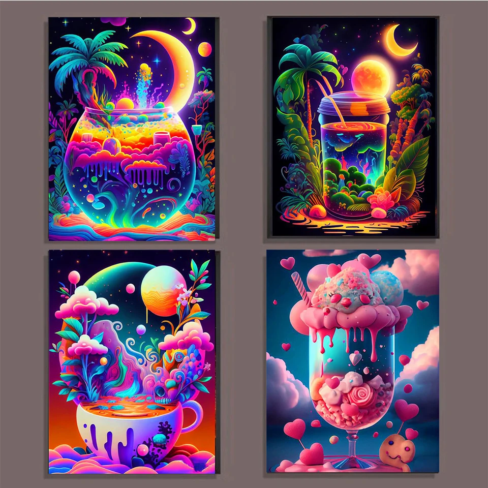 

5D DIY Diamond Painting Colorful Cartoon Ice Cream Cup Scenery Embroidery Mosaic Pictures Full Drill Cross Stitch Kit Home Decor