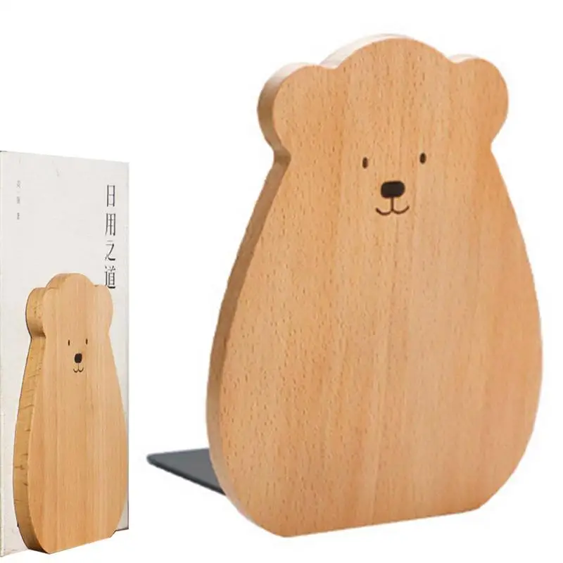 

1 Pc Black Walnut Beech Wood Bear Bookends Wooden Book Stand Holder Desktop Organizer Office Home Book Ends Book Rack Shelf