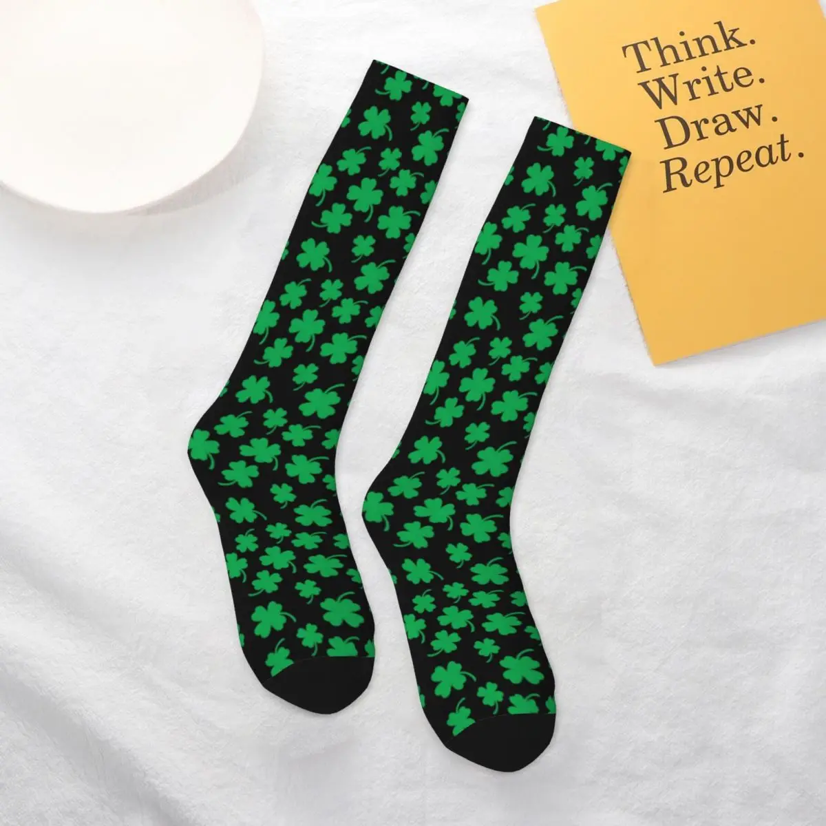 

St Patrick's Day Socks Cute Irish Shamrock Gym Breathable Mid Stockings Large Chemical Fiber Premium Youth Socks