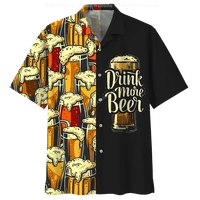 mens hawaiian shirts beer print mens clothing cuban collar short sleeves resort oversized tops summer vintage t shirt new 5xl