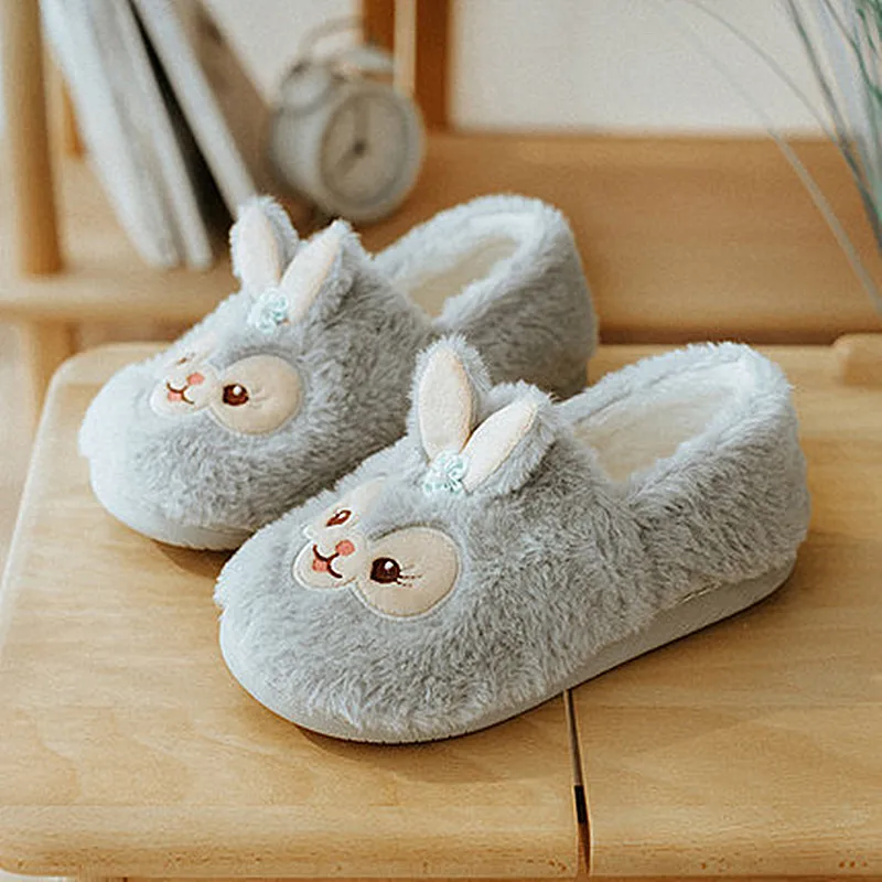 Disney Cotton Flats Shoes Women Autumn Winter Fur Lovers Home Furnishing Cotton Slippers Floor Cartoon Slippers Boys Girls Flops