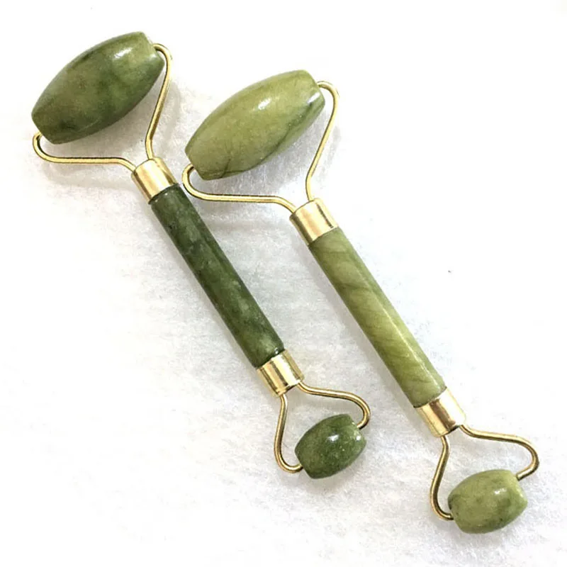 Роликовый массажер для лица с двойной головкой нефритовый похудения шеи головы