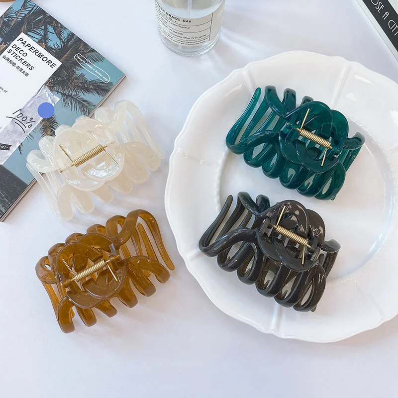 

Korean Large Acrylic Grip Clip Simple Shark Clip Female Ponytail Braid Headdress Hair Grip Hair Tools Female Hair Accessories