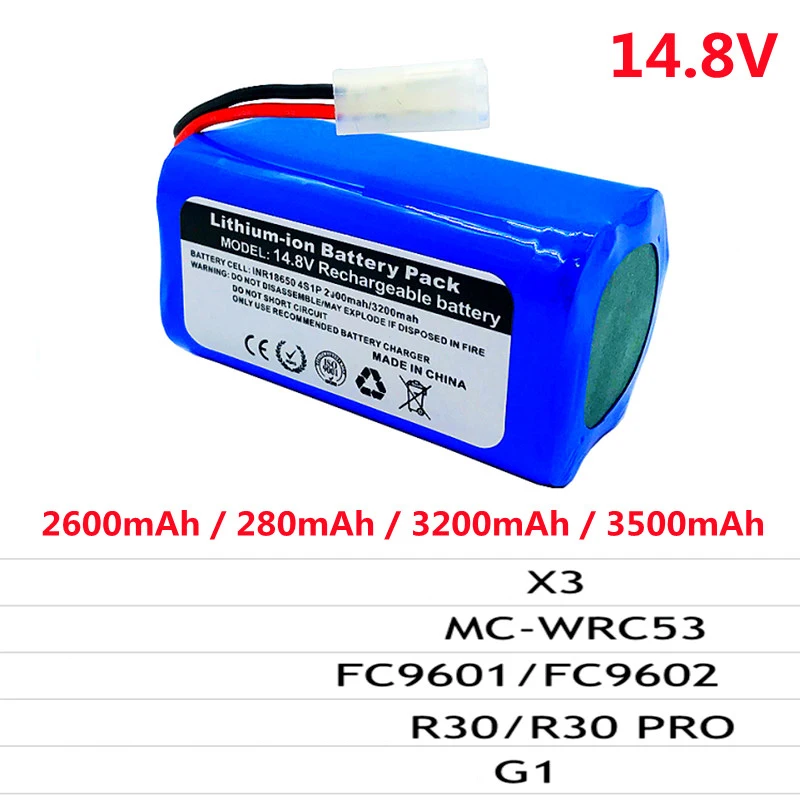 

14.8V 2600mah 3200Mah 3500mAh Lithium Battery For XiaoMi G1, For Panasonic MC-WRC53, For Phicomm X3, For FLYCO FC9601, FC9602