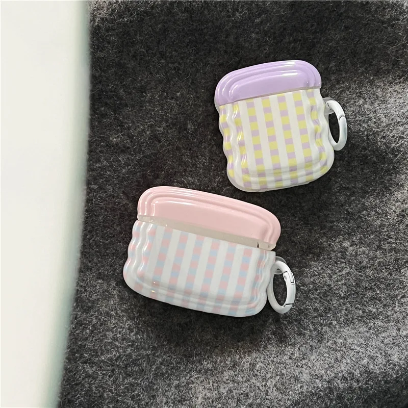 

Wave edge striped plaid For Apple AirPods 1 2 pro Bluetooth Headphone Cover 3rd Generation Silicone Soft Cover Protective Case