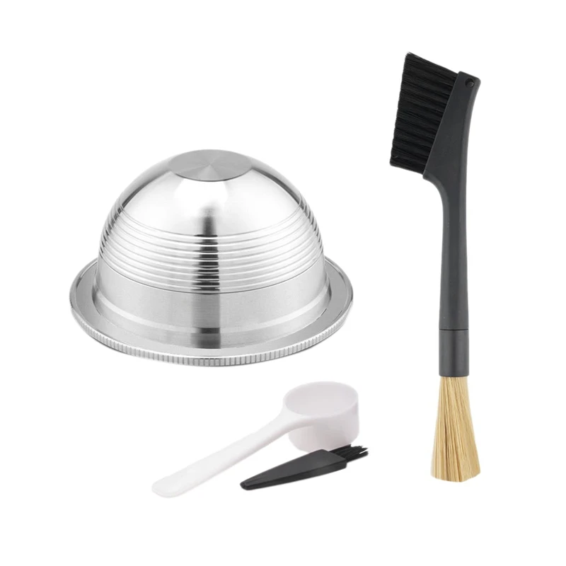 

Reusable Stainless Steel Capsule Compatible With For Nespresso Vertuoline Vertuo Refillable Pods With Coffee Brush