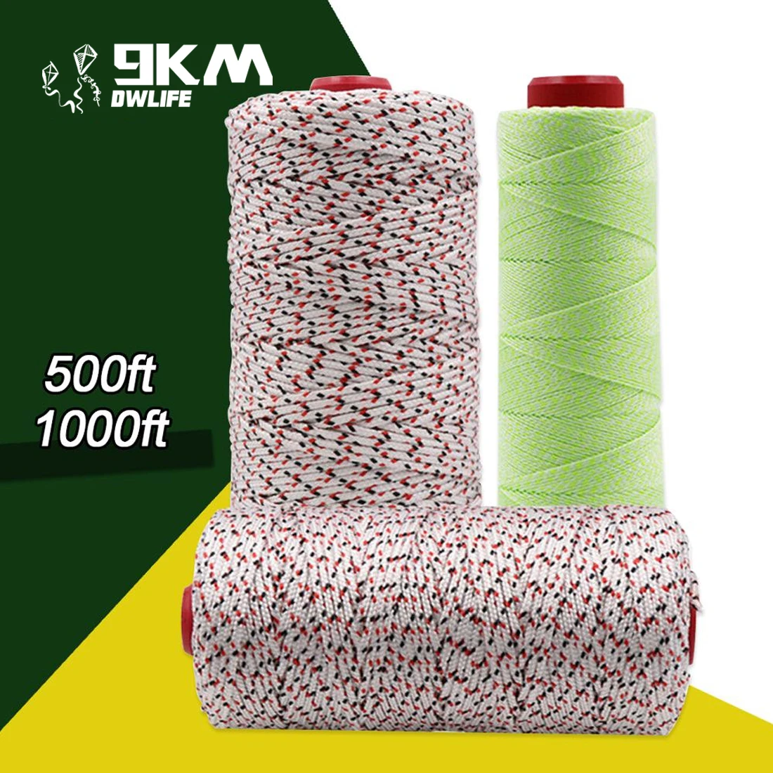 Фото Высокопрочная веревка для воздушного змея, 9 км, 1,0 мм ~ 3,0 мм, Dacron Line, 150 м ~ 300 м для управления, большой шнур для воздушного змея, летящий рюкзак, низкая растяжка №1
