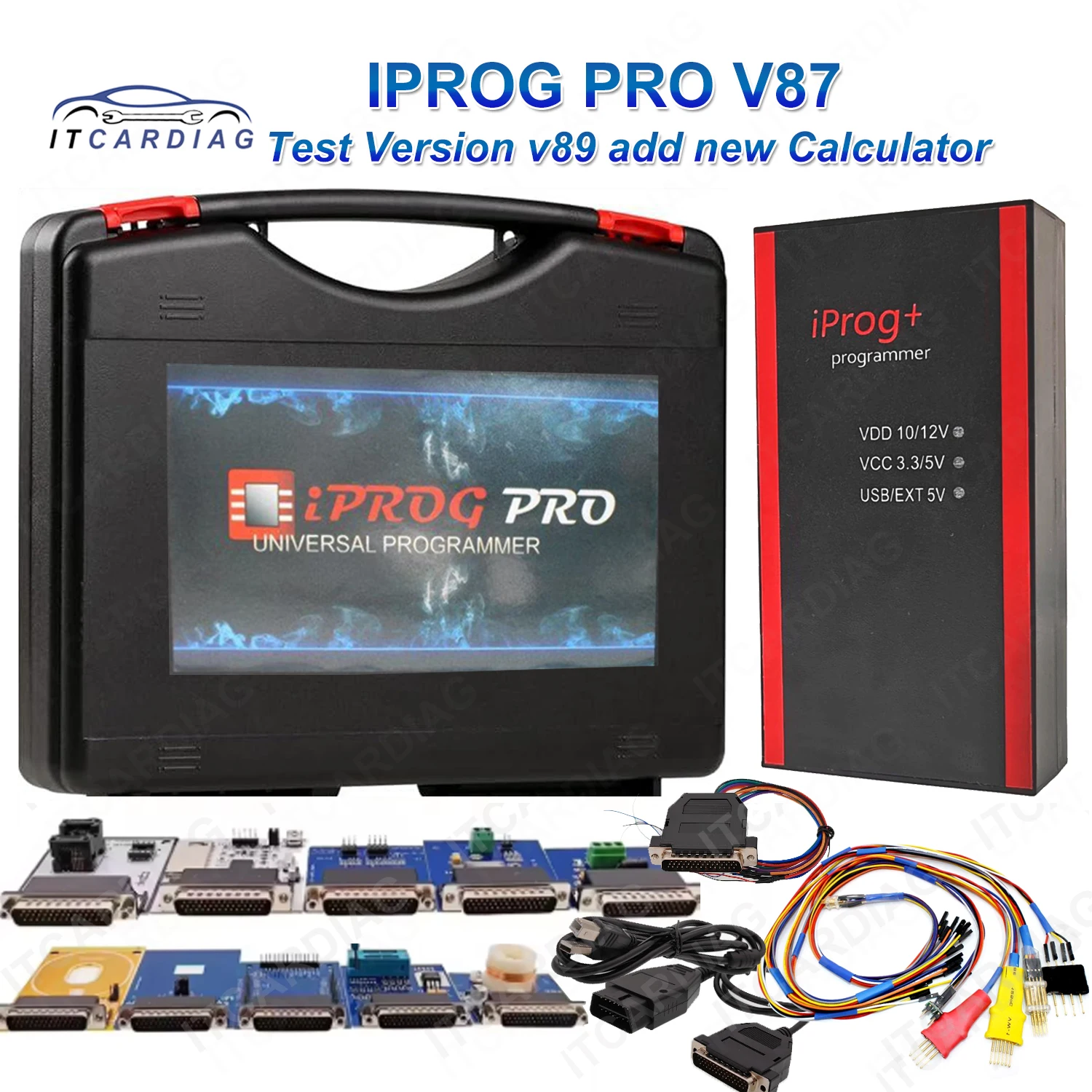 Фото IPROG PRO V87 IPROG+ V89 с полными адаптерами, программное обеспечение для сценариев, поддержка IMMO, подушка безопасности, сброс, коррекция пробега, ECU, инструмент для программатора ключей №1