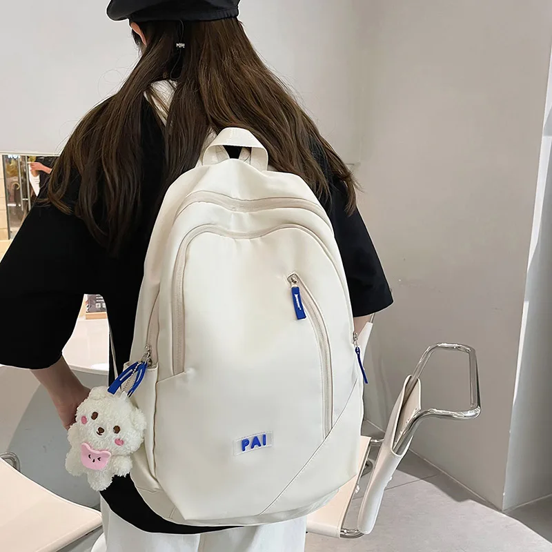

Est Solid Color Large Capacity Waterproof Nylon Women Backpack For Teenager Girls Pink Schoolbag Book Travel Casual Bolsa Bags