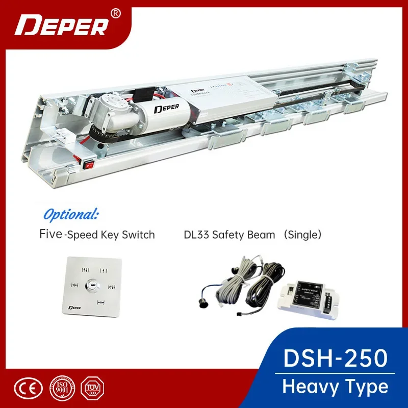 Тяжелая автоматическая раздвижная стеклянная дверь Deper 2x250 кг открывалка с